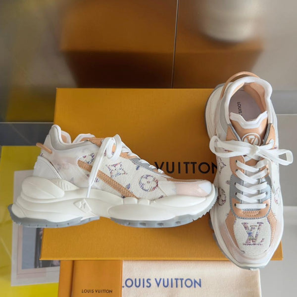 LV Run 55 Sneaker 55mm White Mix Brown Beige Monogram Jacquard Fabric
