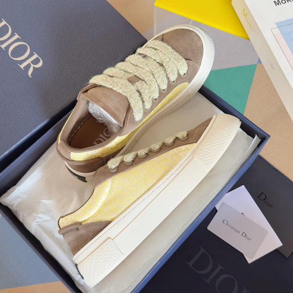 CD B33 Sneaker 40mm Brown Yellow Monogram Suede