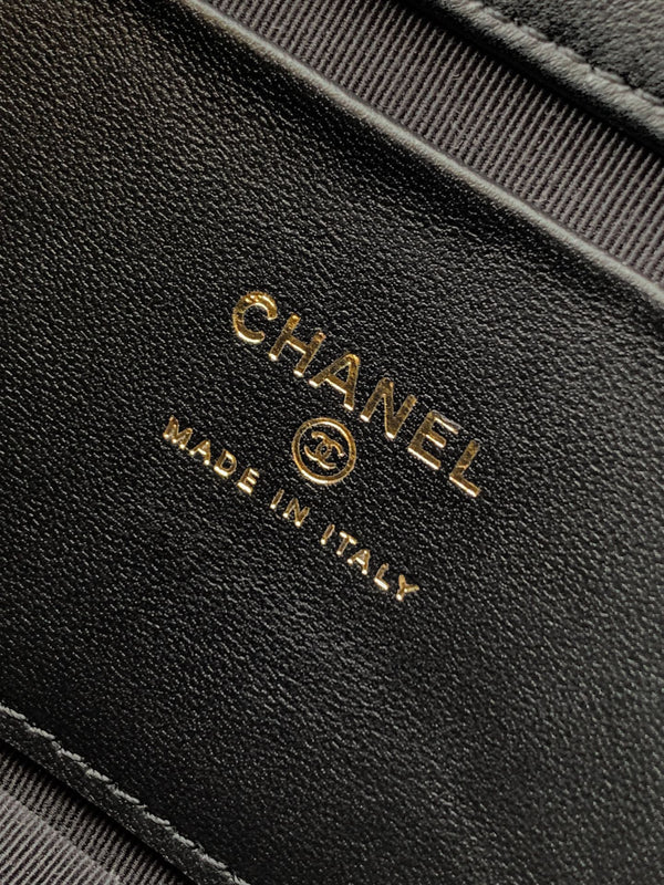 CC Mini Flap Bag 15 With Handle Black Lambskin
