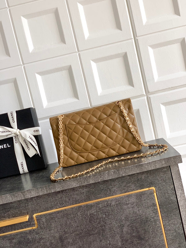 CC Double Flap 2.55 Brown Quited Lambskin