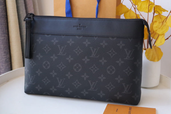 LV Pochette Voyage Souple Black Flower  Monogram Eclipse Canvas 179420