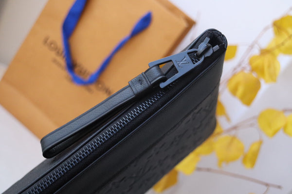 LV M82545 Embossed Takeoff Pouch  Black Monogram Shadow Cowhide  179421