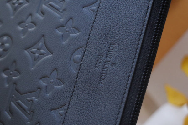 LV M82545 Embossed Takeoff Pouch  Black Monogram Shadow Cowhide  179421