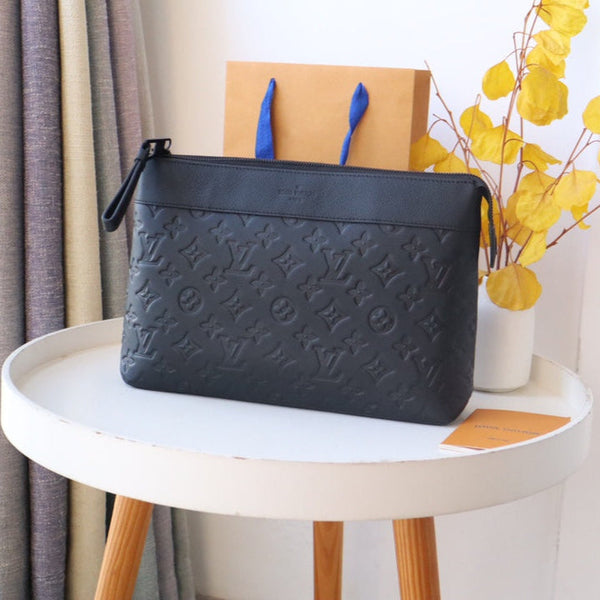 LV M82545 Embossed Takeoff Pouch  Black Monogram Shadow Cowhide  179421