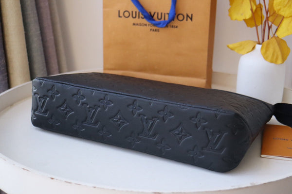 LV M82545 Embossed Takeoff Pouch  Black Monogram Shadow Cowhide  179421