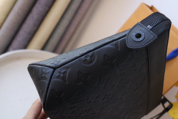 LV M82545 Embossed Takeoff Pouch  Black Monogram Shadow Cowhide  179421