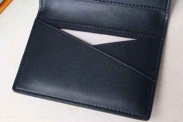 LV Pocket Organizer Wallet Grey Navy Blue Monogram Cowhide 248064
