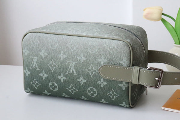 LV Locker Dopp Kit Khaki Green Monogram Canvas 224140