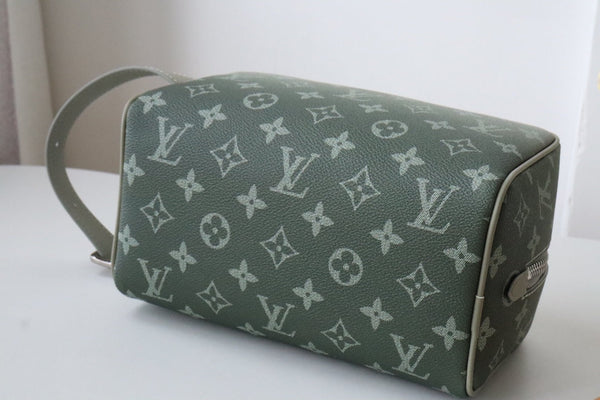 LV Locker Dopp Kit Khaki Green Monogram Canvas 224140