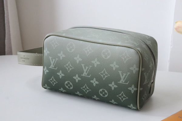 LV Locker Dopp Kit Khaki Green Monogram Canvas 224140