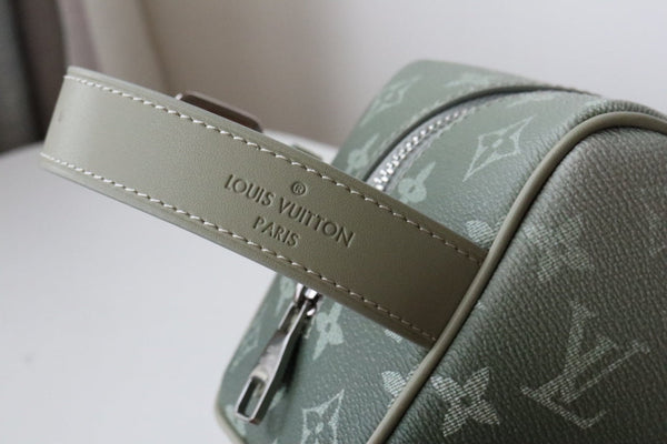 LV Locker Dopp Kit Khaki Green Monogram Canvas 224140