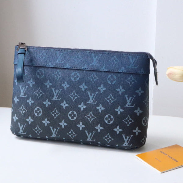 LV Pochette Voyage Souple Khaki Blue Monogram Canvas 224142