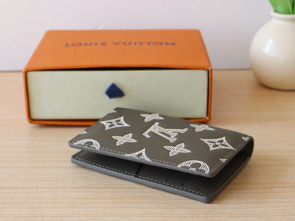 LV Pocket Organizer Wallet Anthracite Grey Monogram Cowhide 224281
