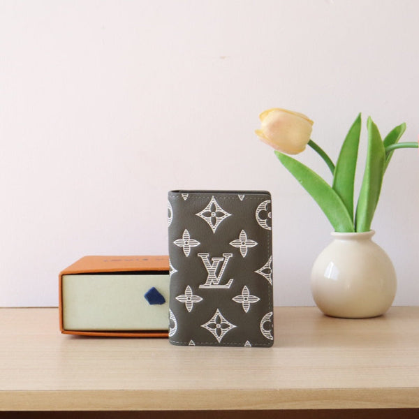 LV Pocket Organizer Wallet Anthracite Grey Monogram Cowhide 224281