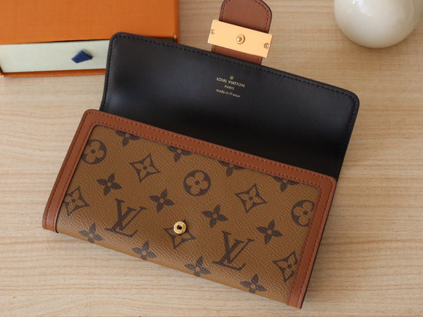 Portafoglio LV Sarah Monogram e Monogram Reverse Canvas 224222
