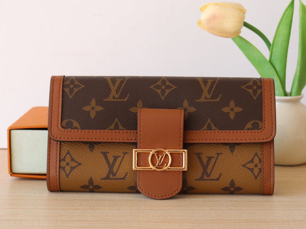 Portafoglio LV Sarah Monogram e Monogram Reverse Canvas 224222