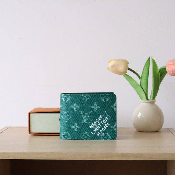 LV Multiple Wallet Green Monogram Heritage Canvas 224165