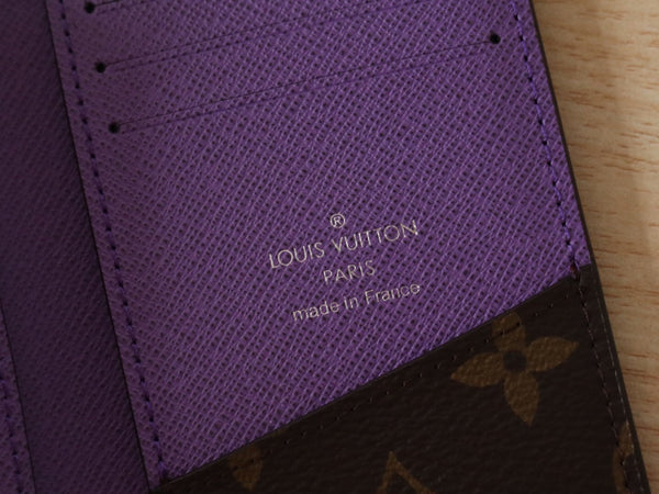 Portafoglio porta carte LV in tela monogramma viola e pelle di mucca 224114