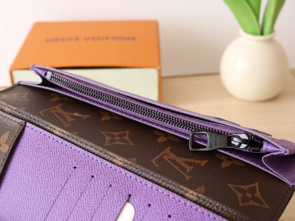 Portafoglio LV M81538 Brazza in tela monogramma viola e pelle di vitello 224095