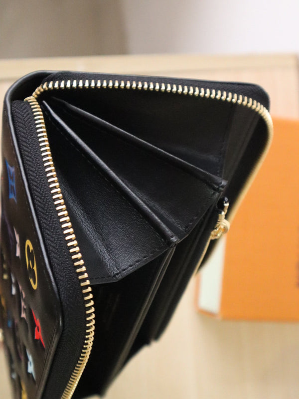 LV × TM Zippy Wallet 19.5cm Multicolor Monogram Embossed Lambskin GHW