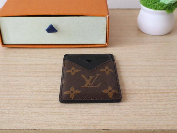LV Porte-Cartes Magnet Marrone Nero Tela Monogram e Pelle di Vacchetta