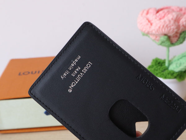 LV Porte-Cartes Magnet Marrone Nero Tela Monogram e Pelle di Vacchetta