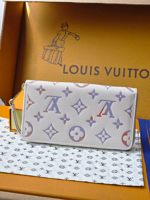 Portafoglio LV M25594 Zippy Dream Beige in pelle di vacchetta goffrata - Light GHW
