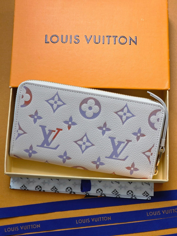 Portafoglio LV M25594 Zippy Dream Beige in pelle di vacchetta goffrata - Light GHW