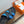 HM 26S Kazimir Sandal In Black Calfskin And Blue Fabric