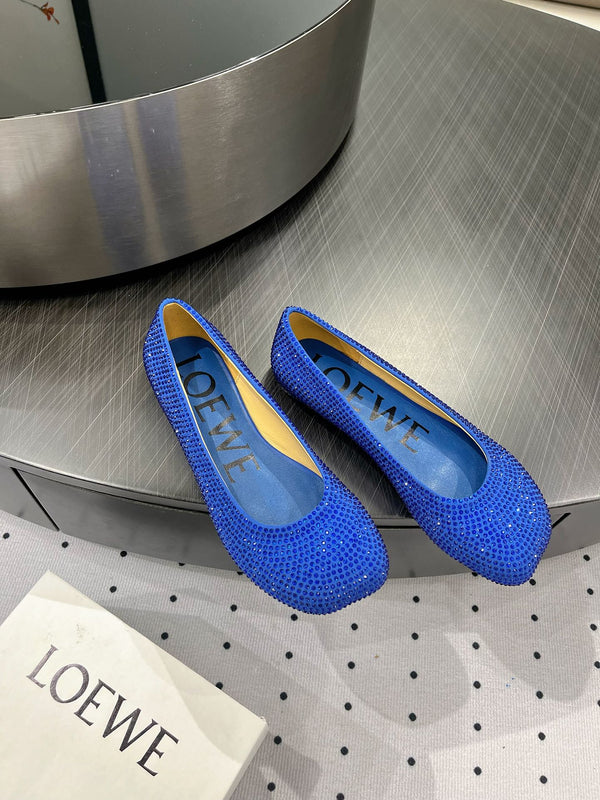 Ballerina giocattolo in pelle scamosciata e strass blu allover