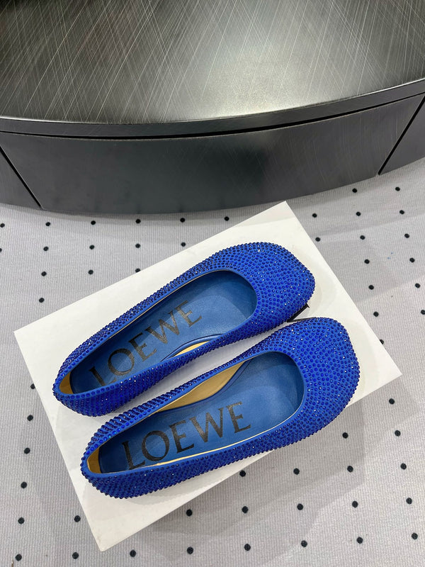 Ballerina giocattolo in pelle scamosciata e strass blu allover