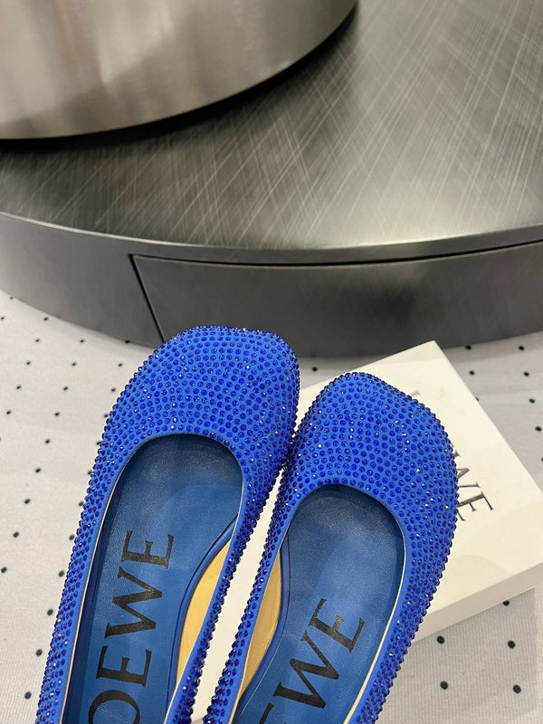 Ballerina giocattolo in pelle scamosciata e strass blu allover