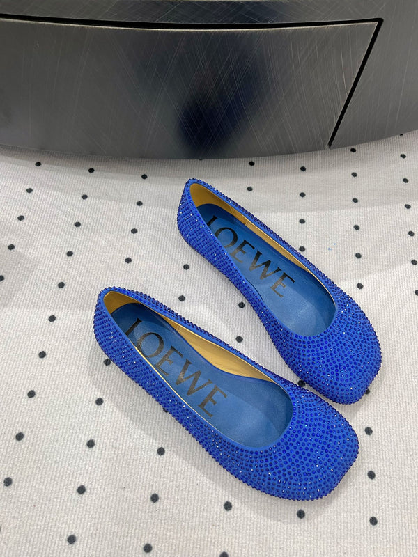 Ballerina giocattolo in pelle scamosciata e strass blu allover