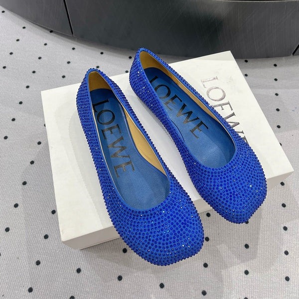 Ballerina giocattolo in pelle scamosciata e strass blu allover