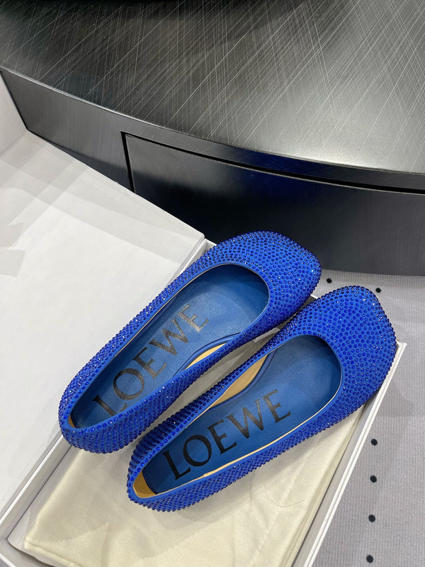 Ballerina giocattolo in pelle scamosciata e strass blu allover