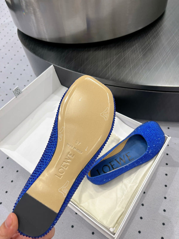 Ballerina giocattolo in pelle scamosciata e strass blu allover
