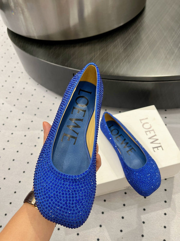 Ballerina giocattolo in pelle scamosciata e strass blu allover