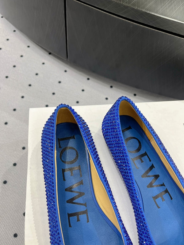 Ballerina giocattolo in pelle scamosciata e strass blu allover