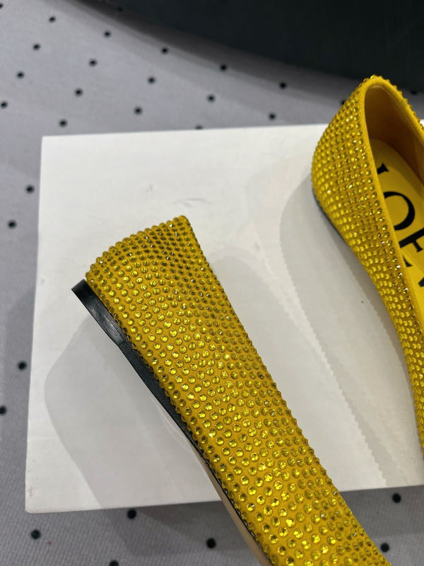 Ballerina giocattolo in pelle scamosciata e strass allover gialli