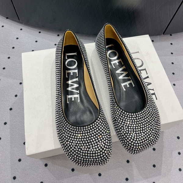 Ballerina giocattolo in pelle scamosciata e strass all-over nera