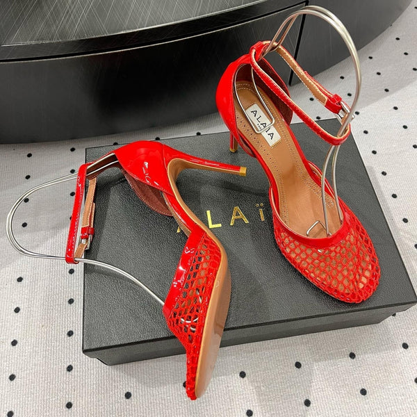 Décolleté Alaila High Fishnet 90mm in tessuto a rete rosso 954854