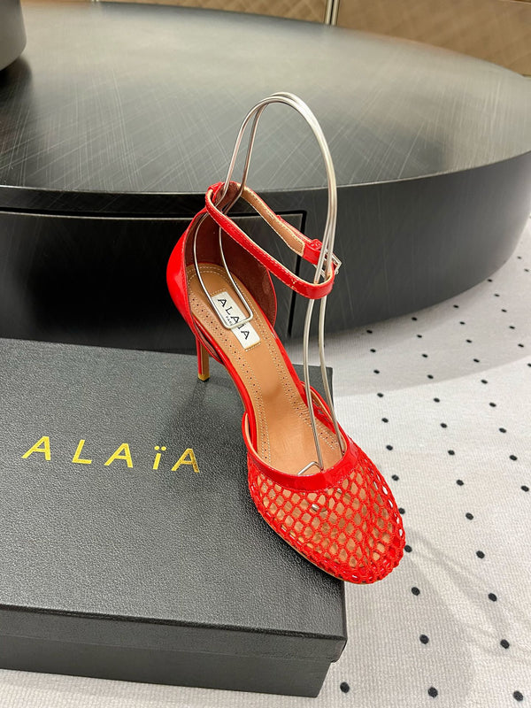 Décolleté Alaila High Fishnet 90mm in tessuto a rete rosso 954854