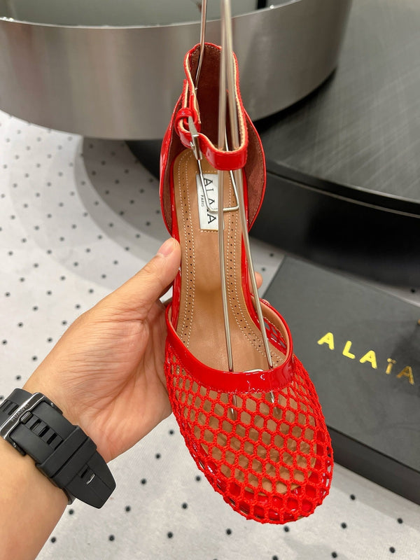 Décolleté Alaila High Fishnet 90mm in tessuto a rete rosso 954854