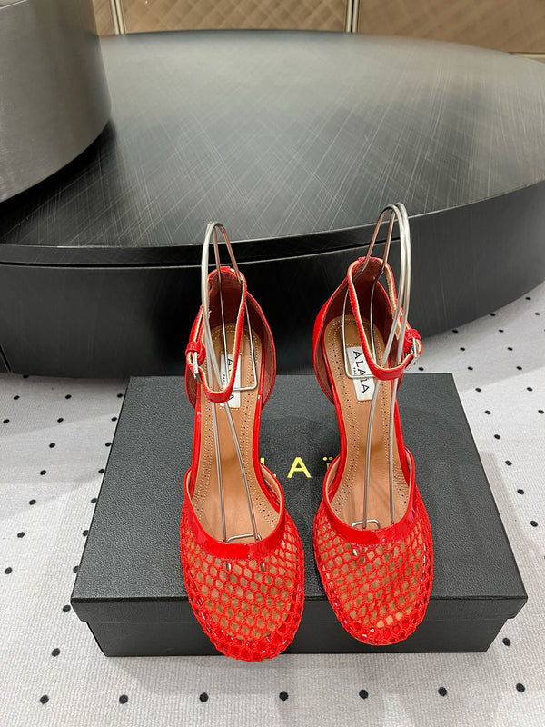 Décolleté Alaila High Fishnet 90mm in tessuto a rete rosso 954854