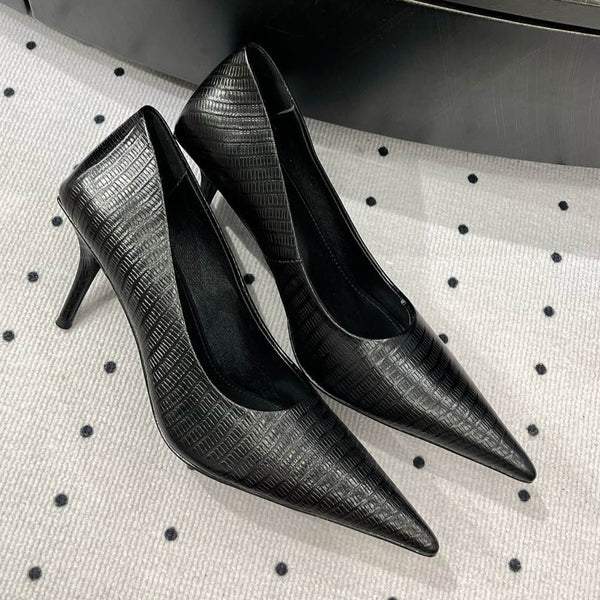DÉCOLLETÉ CLASSICHE 65MM IN PELLE DI VITELLO NERA CON MOTIVO LUCERTOLA