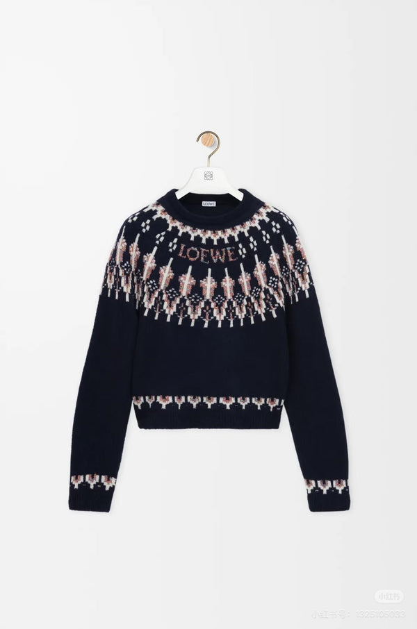 Loewe Sweater Navy/Multicolor Wool Blend 342803