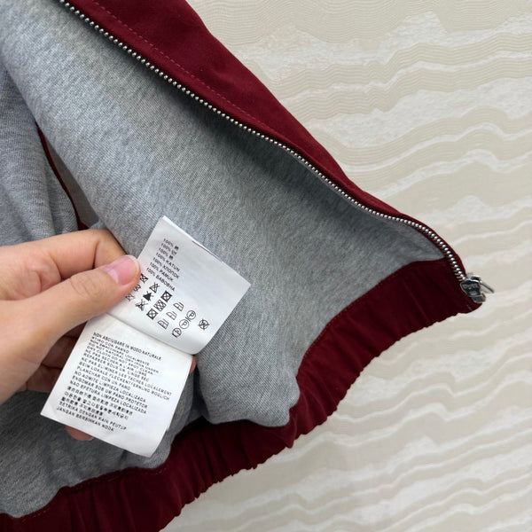 Miu PE26 Gilet en popeline délavée coton rouge amarante 346166
