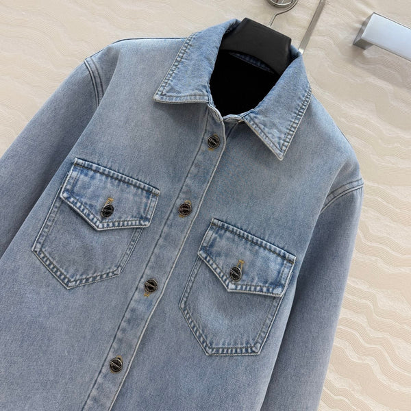 CC 26s Collared Denim Jacket Light Blue Cotton 450800