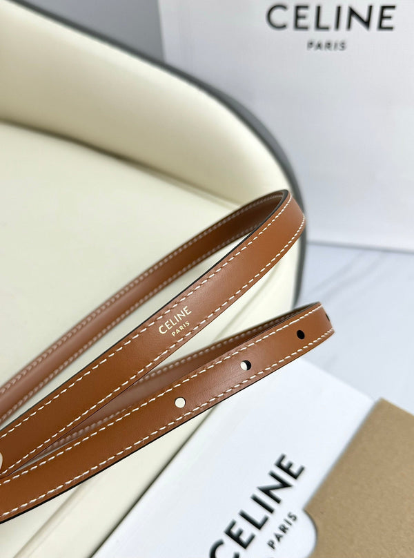 CEL Gold Buckle 13mm Belt Brown Cowhide 179728