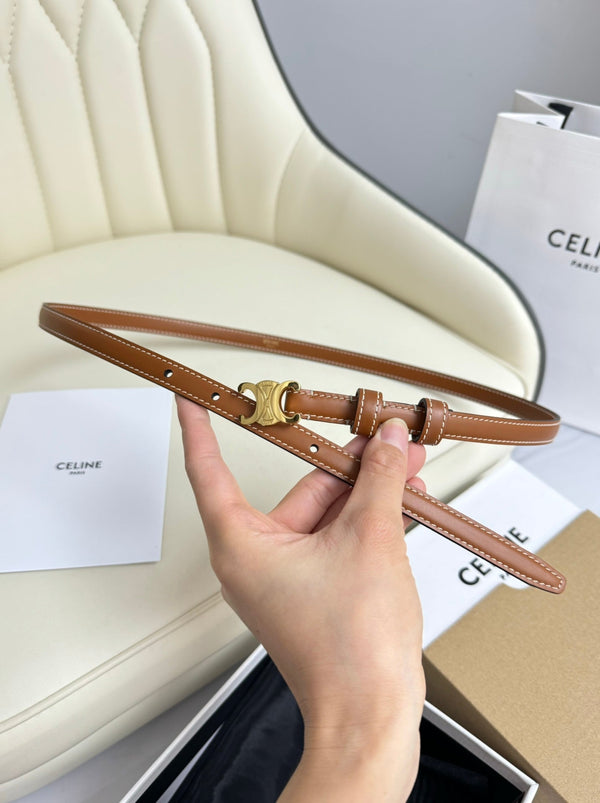 CEL Gold Buckle 13mm Belt Brown Cowhide 179728